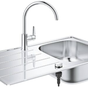 GROHE K200 New Набор: Мойка из нержавеющей стали, 45 -S 860x500 1.0 и смеситель для кухни GROHE Bau Edge