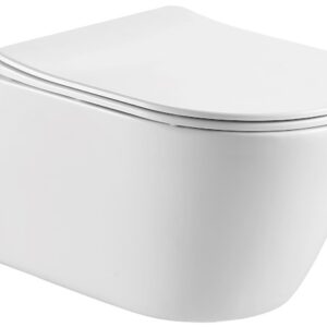 AQ1363W-00 ОБЕРОН Унитаз подвесной безободковый 531*360*344мм, тонкое сиденье с механизмом плавного закрывания, крепеж